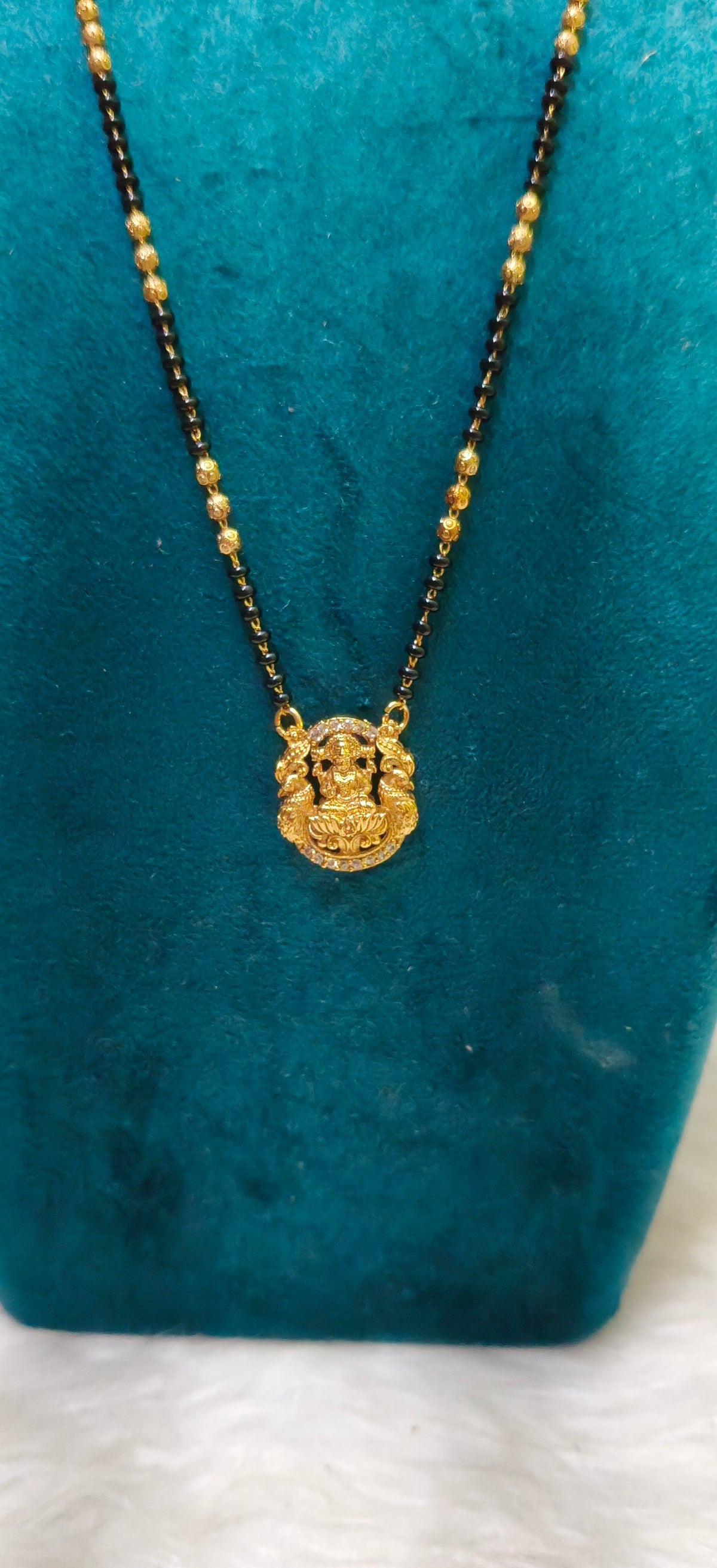 Premium nakshi lakshmi Devi pendent black beads