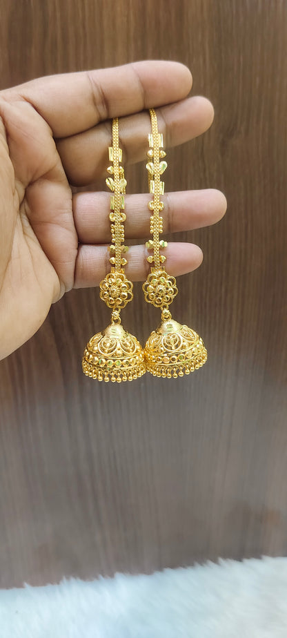 100% gold look big jumkas and chuttu maati combo