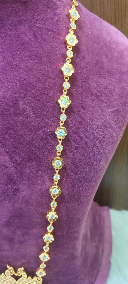 Pure panchaloham daimond look double swam pendant long haram