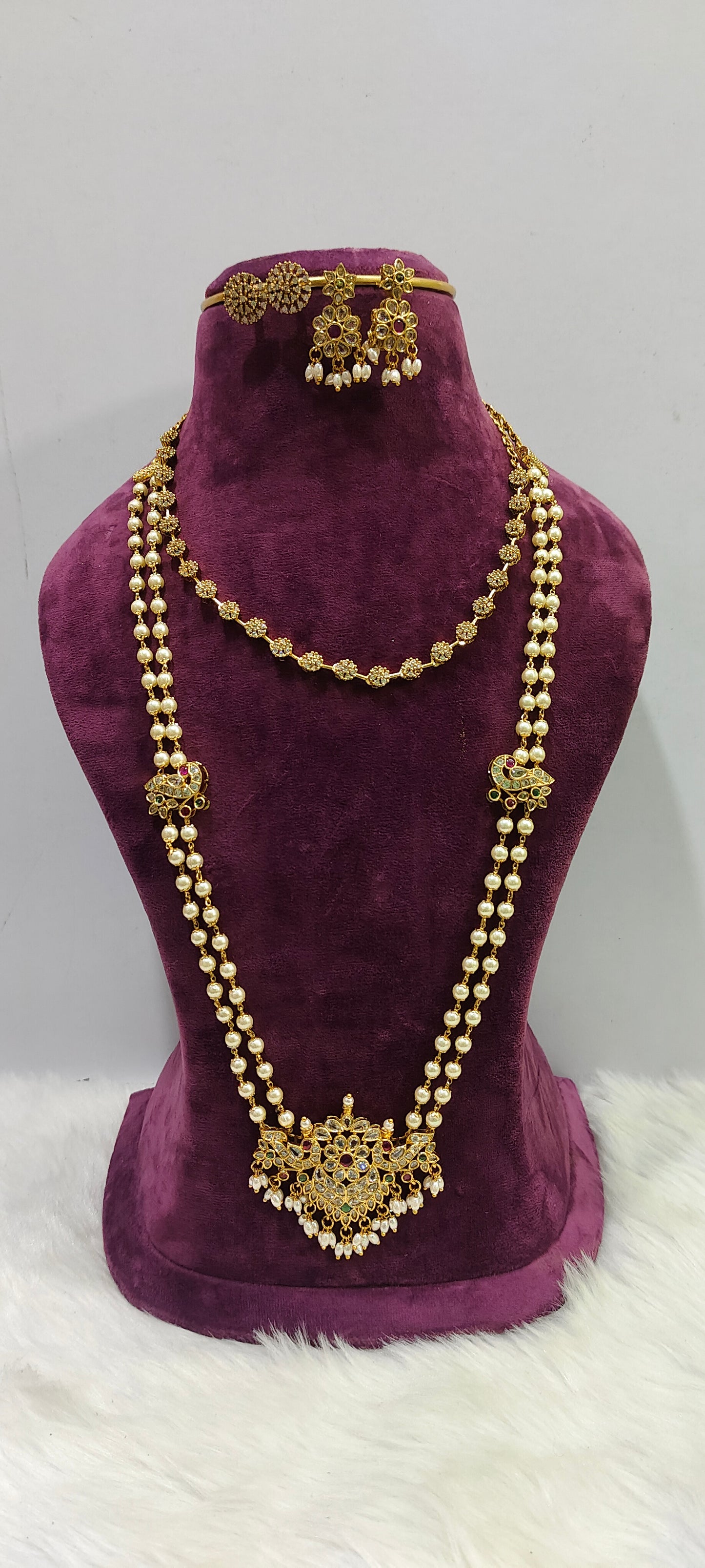 Premium rani haram with cute necklace combo