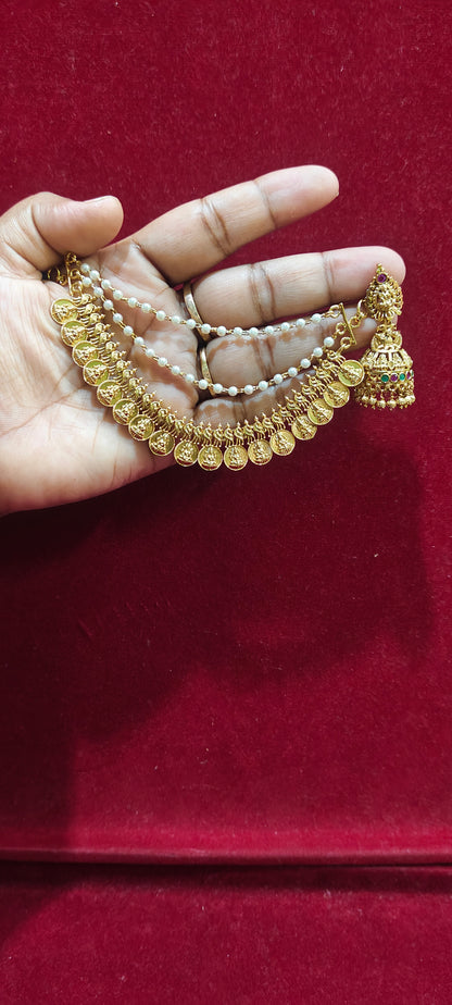 Premium gold look jumkas and earchains combo