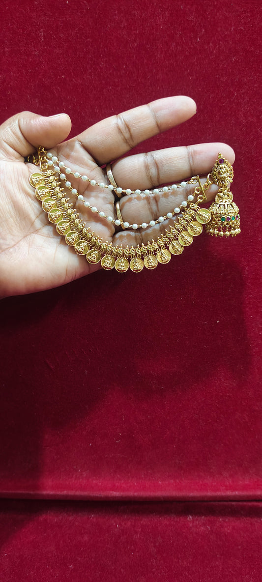 Premium gold look jumkas and earchains combo