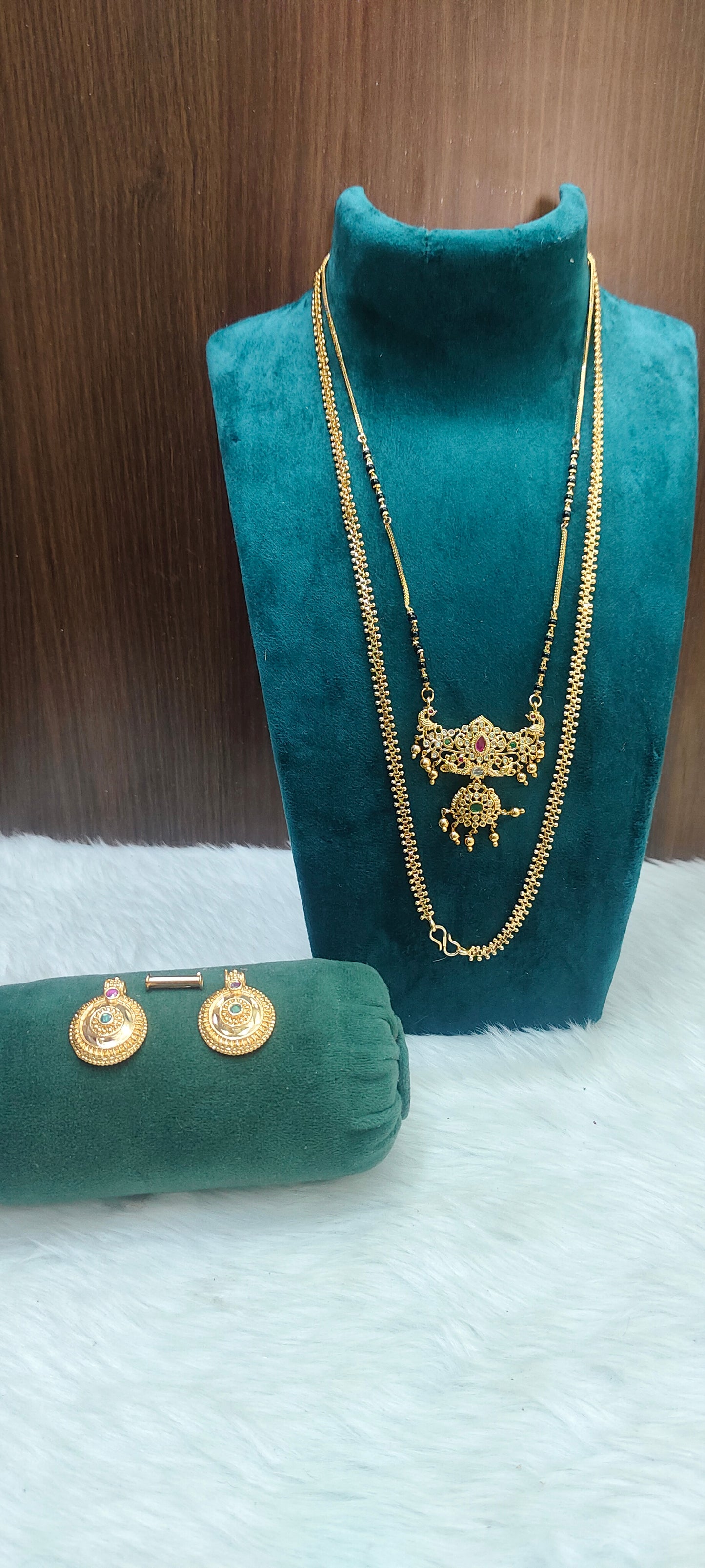 Premium micro gold plated daily wear 3 set combo (thali chain 24", black beads 20" length, mangalsutra)
