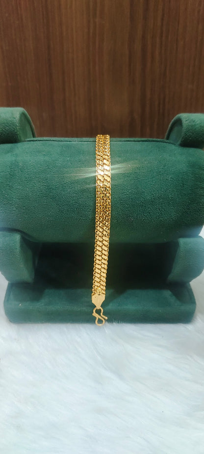Premium micro gold plated 20" length broad chain with 8" length broad bracelet