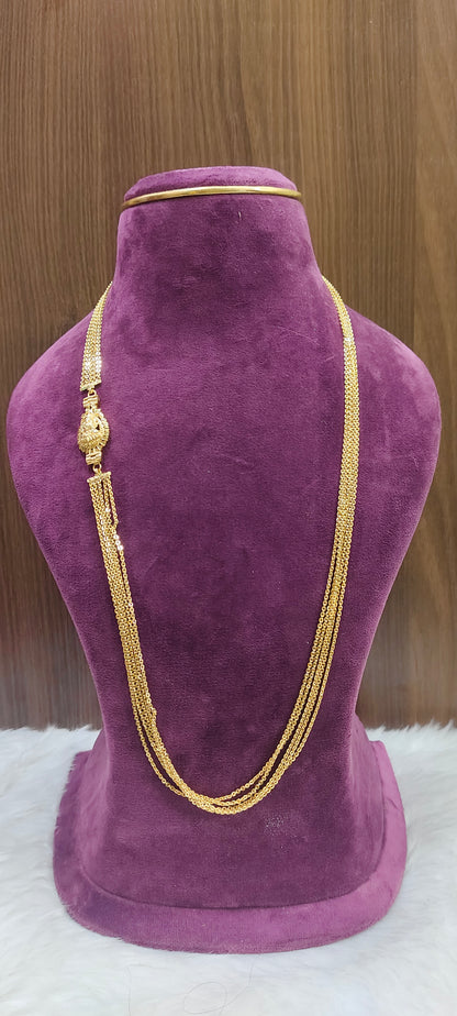 Premium micro gold plated 4 line Lakshmi Devi pendant chandraharam