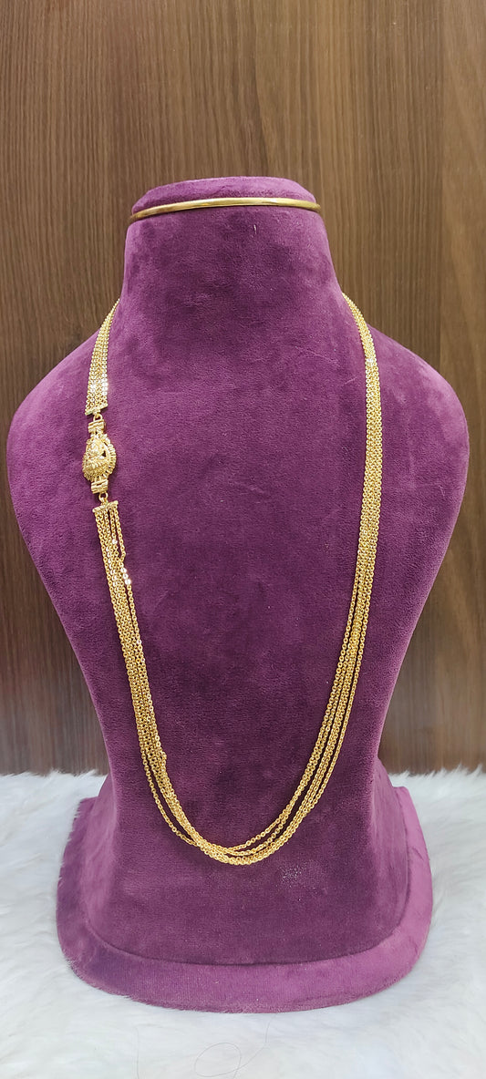 Premium micro gold plated 4 line Lakshmi Devi pendant chandraharam