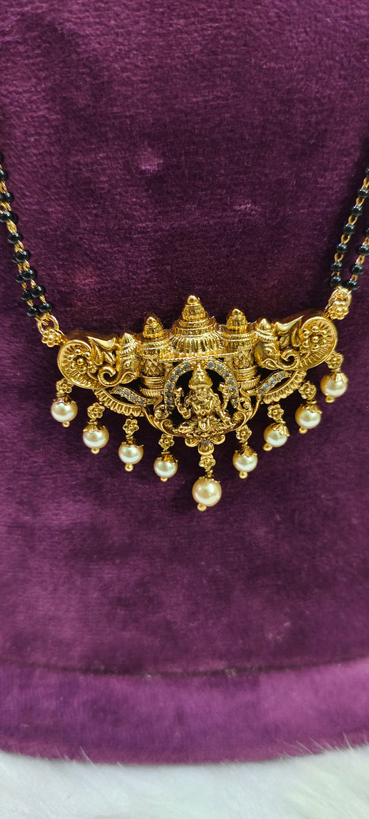 Premium nakshi 28" length 2 line black beads