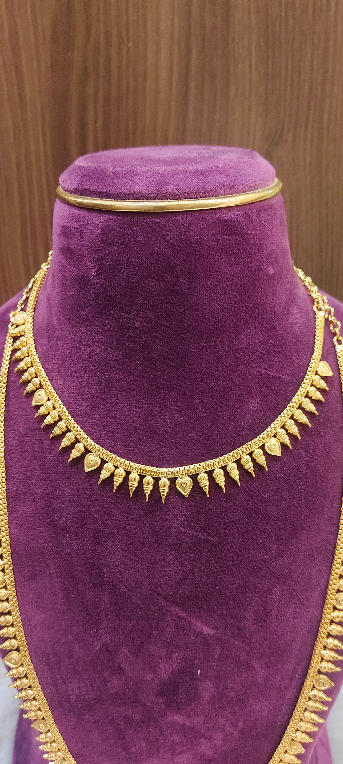 100%gold look necklace and long haram set