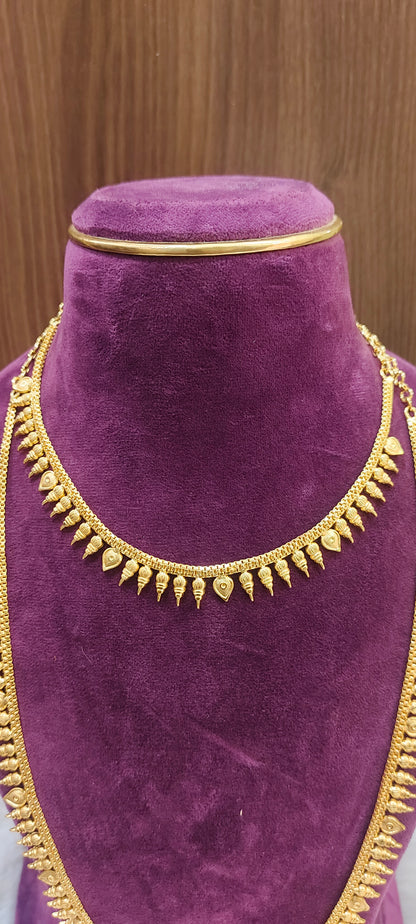 100%gold look necklace and long haram set