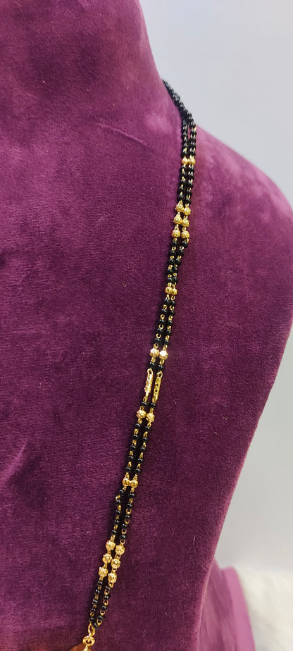 Premium nakshi 2 line black beads with 28" length