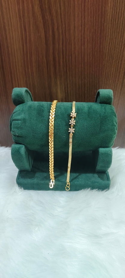 Premium micro gold daily wear 8" mens bracelet and women bracelet combo