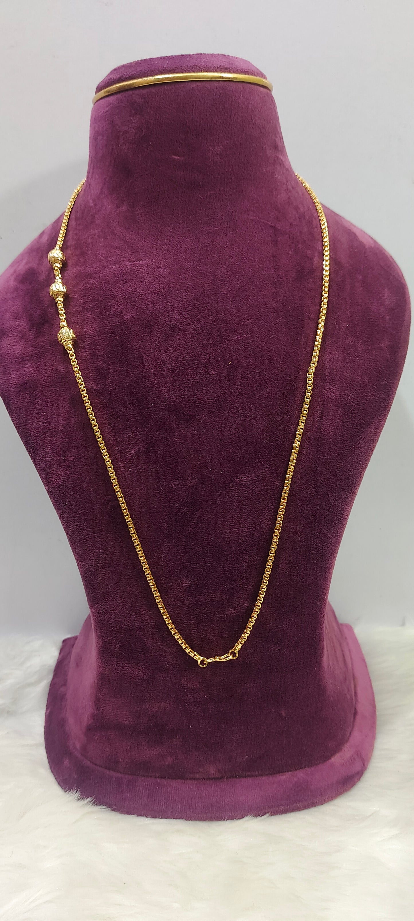 Premium micro gold plated 26" length Thali chain and 18" Short black beads
