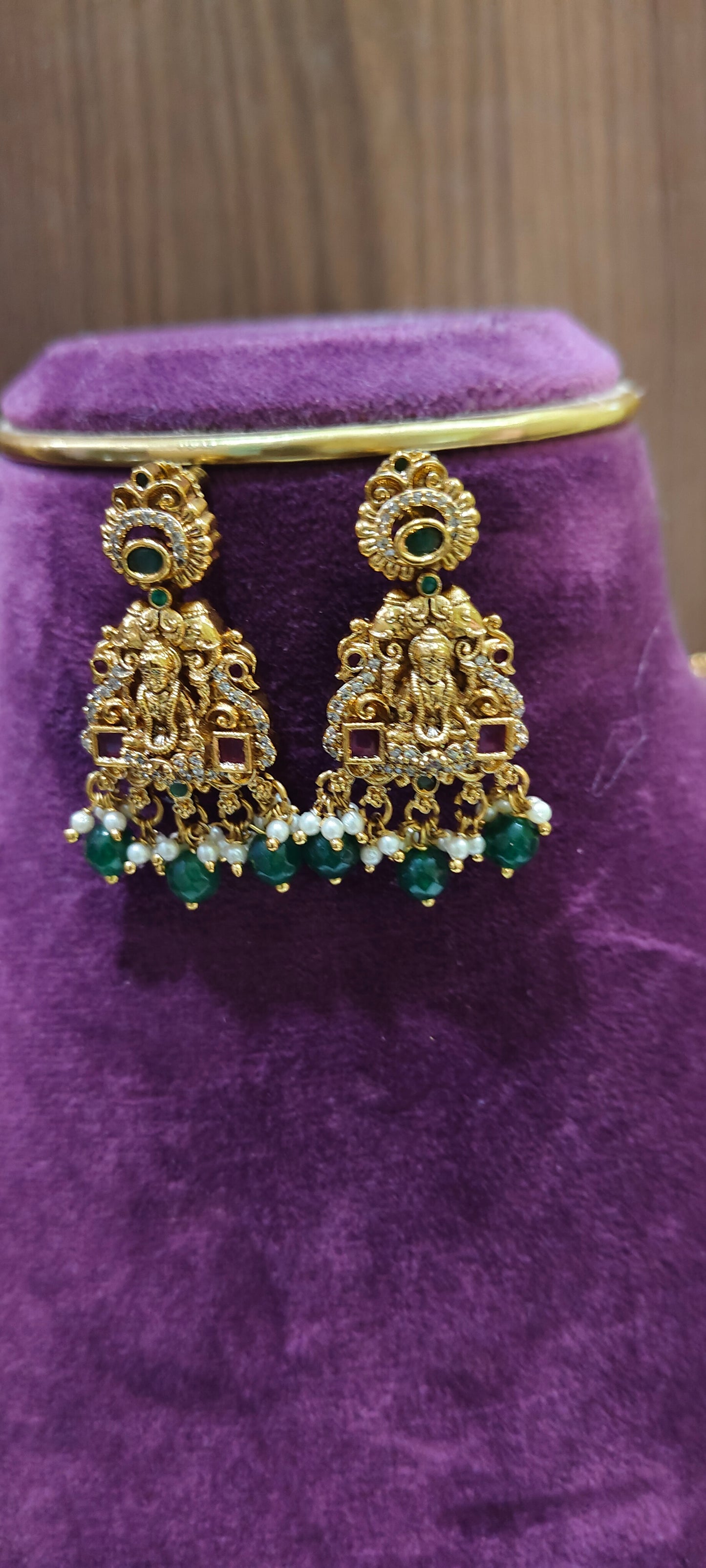 Premium nakshi 5 Line chandraharm and  Lakshmi pendant chain with 32" length