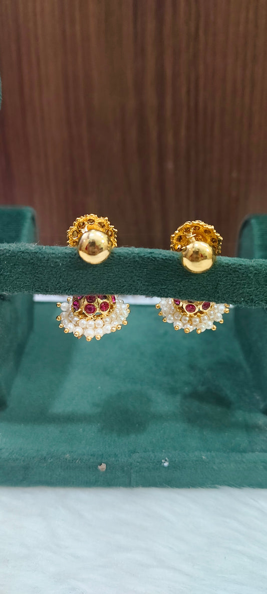 Pure panchaloham pearl jumkas