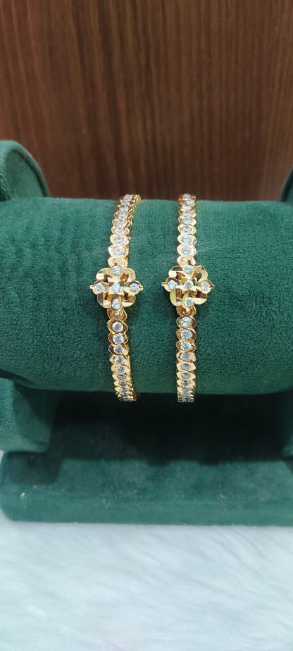 Pure panchaloham white stone 2 kada bangles
