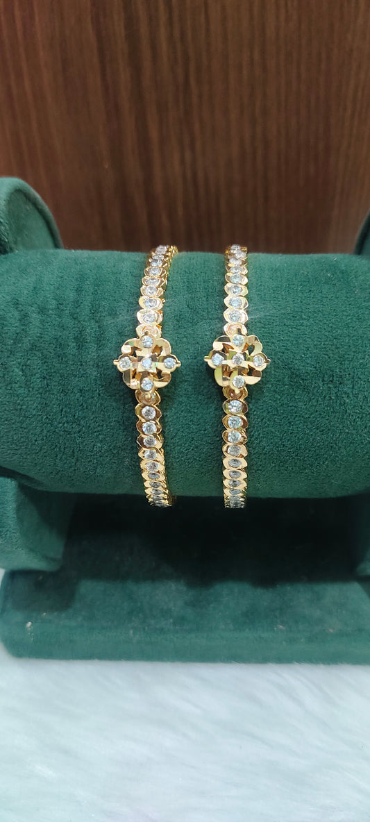 Pure panchaloham white stone 2 kada bangles