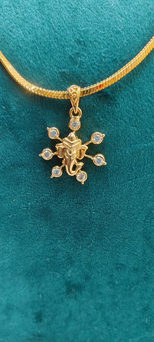 Premium micro gold plated 18" length with panchaloham polished ganesh pendant