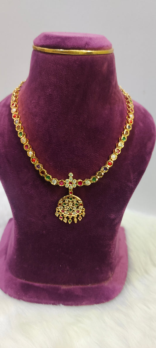 Pure panchaloham navaratna necklace
