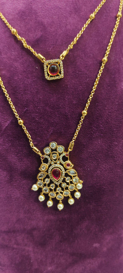 Classy pendant chain of 2 steps 22" length