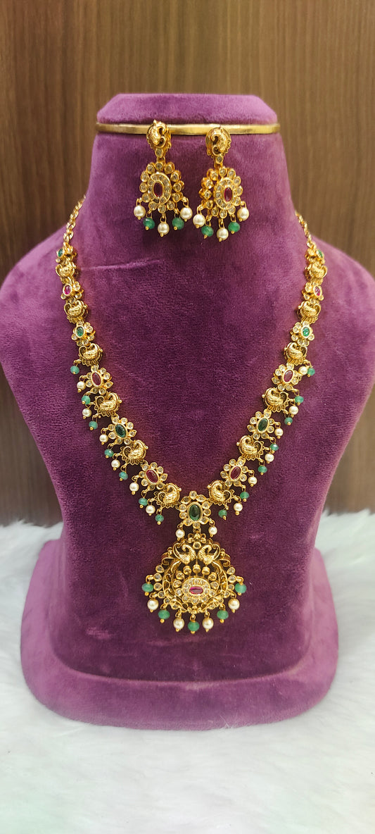 High premium nakshi necklace set with 3d embossed