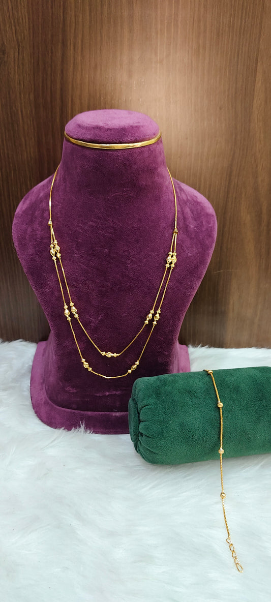 100% gold look chain and ball bracelet combo