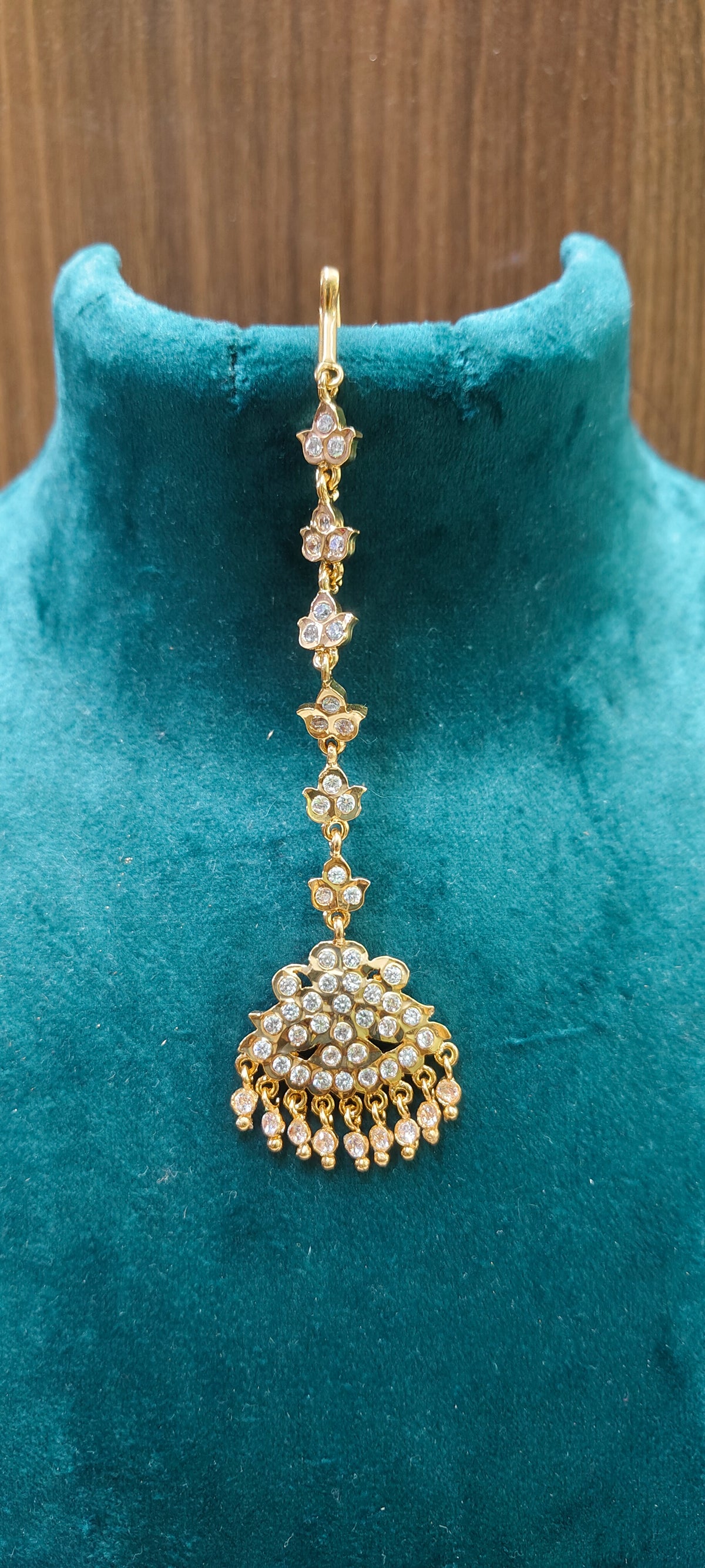 Pure panchaloham gold look full white stone mangtika (papitabilla)
