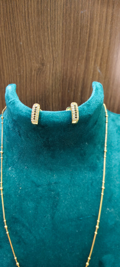 Premium micro gold plated daily wear 3 set combo ( 18" chain, bracelet, j type studs)