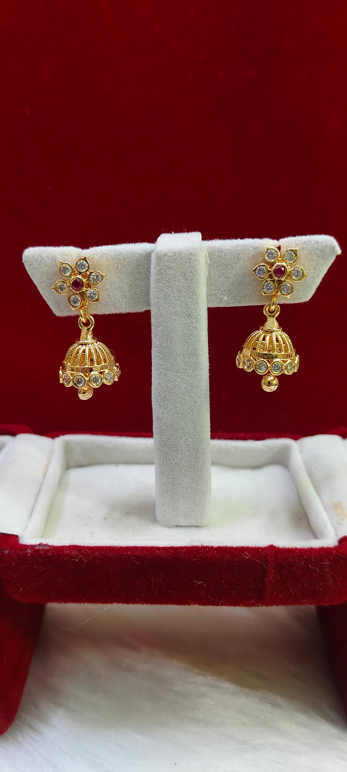 Pure panchaloham diamond look jumkas with detachable stud