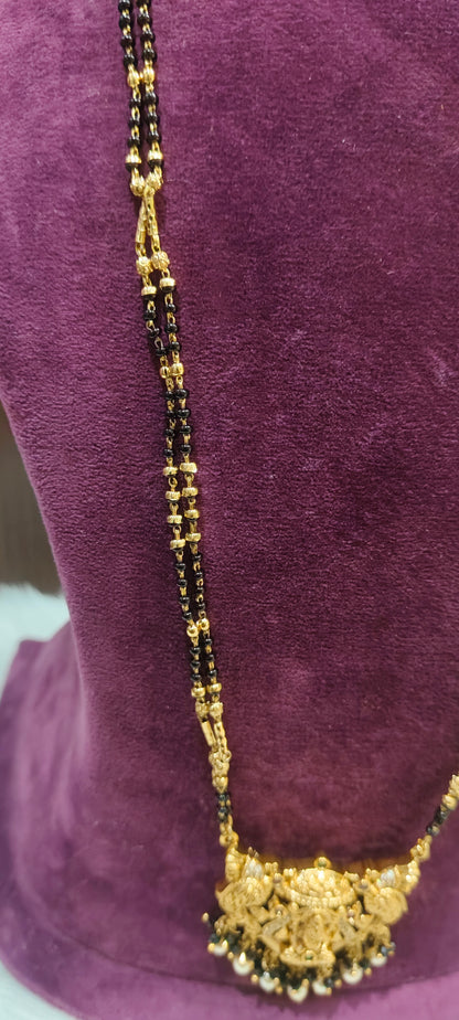Premium nakshi 2 line 28" length black beads