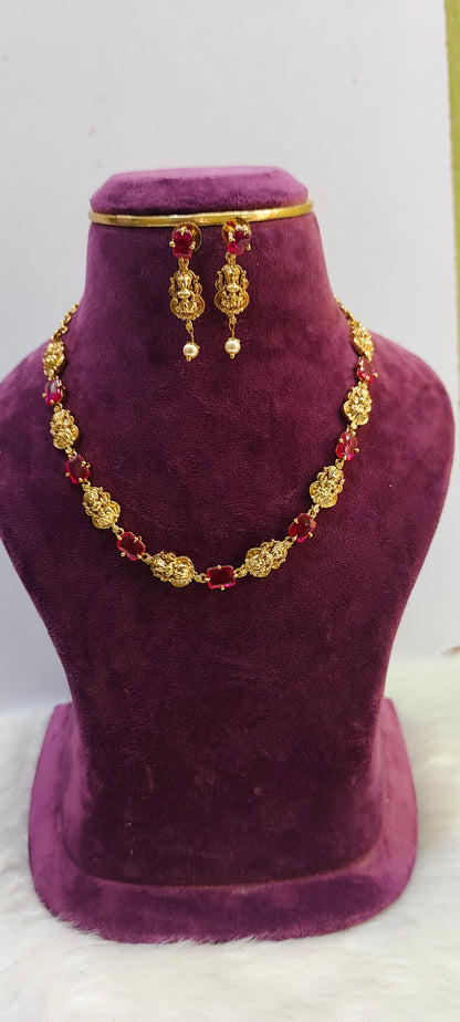 Premium nakshi Lakshmi Devi necklace set