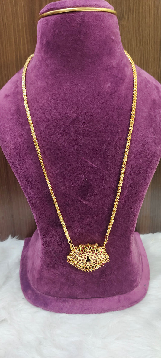 Premium micro gold plated 26" chain with Ruby panchaloham pendant