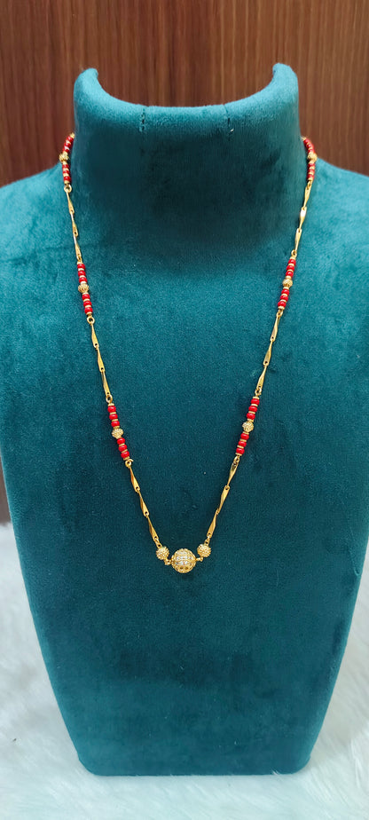 Simple nakshi finish 18" length koral pattern Chain