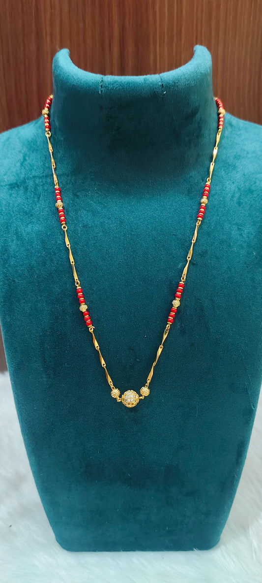 Simple nakshi finish 18" length koral pattern Chain