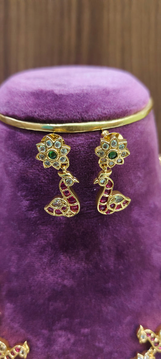 Premium pota kempu stone necklace set