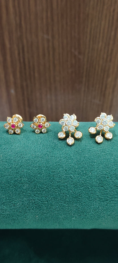 Pure panchaloham 2 pair studs combo