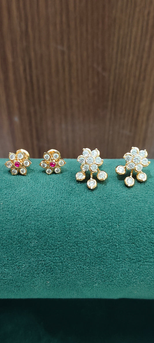 Pure panchaloham 2 pair studs combo