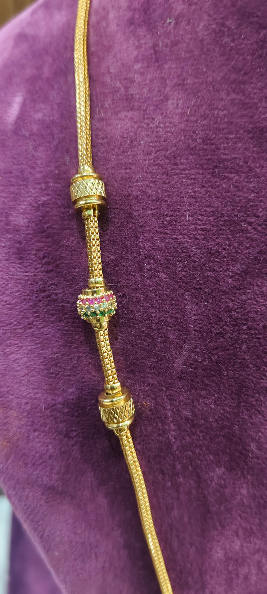 Premium micro gold plated 26" length side ball thali chain