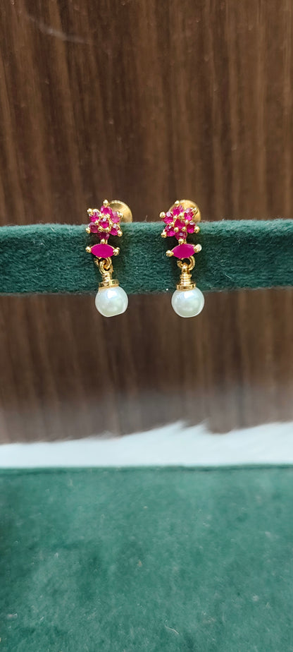 Pure panchaloham ruby earrings with pearl
