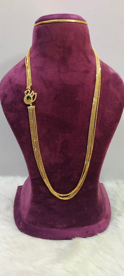 Premium micro gold plated 26" length 4 line chandraharam