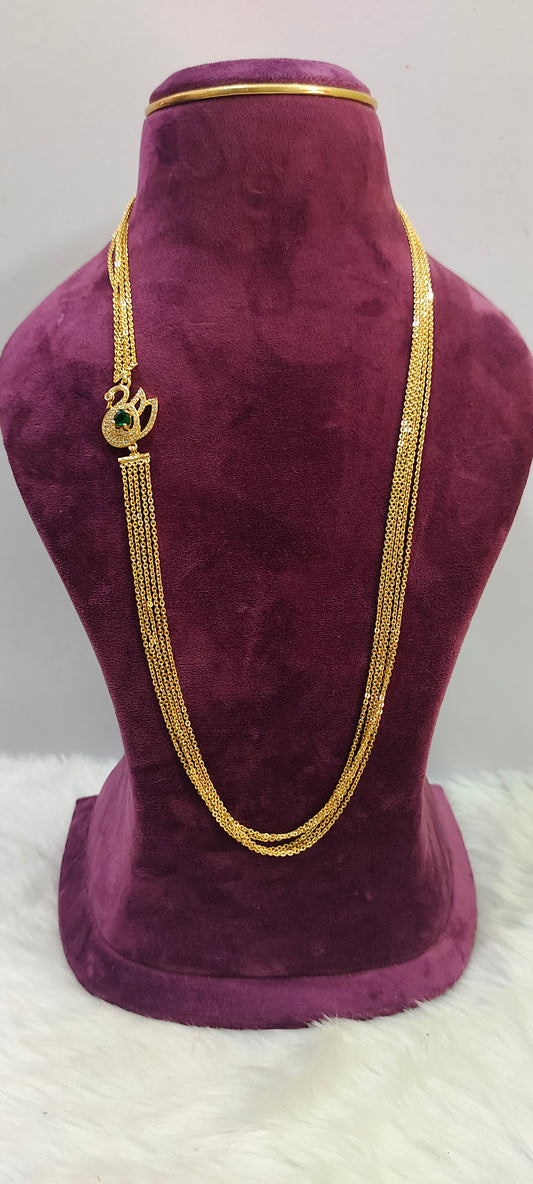 Premium micro gold plated 26" length 4 line chandraharam