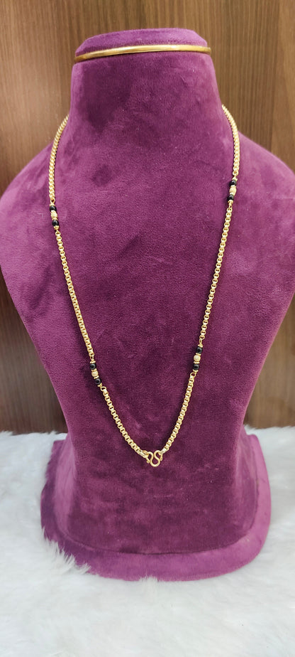 Pure panchaloham unpolished 24" length bharthi model thali chain with black beads