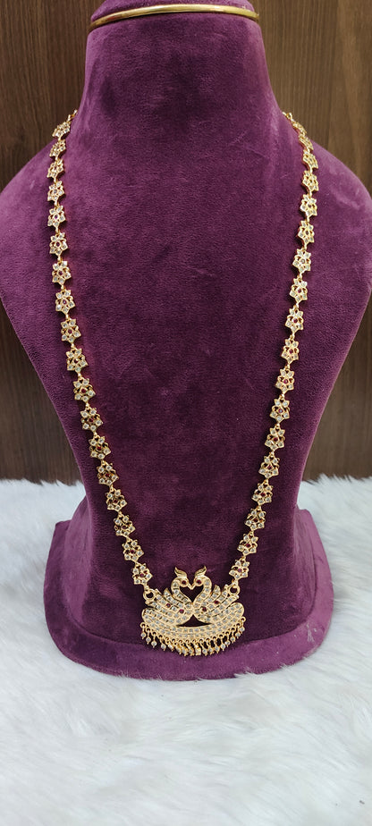 Pure panchaloham 32" length double swam pendant long haram