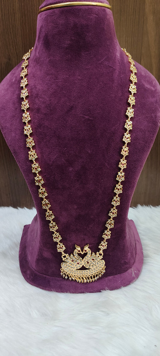 Pure panchaloham 32" length double swam pendant long haram