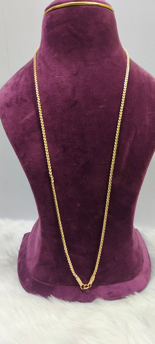 Pure panchaloham unpolished 30" length  gold model malbar chain