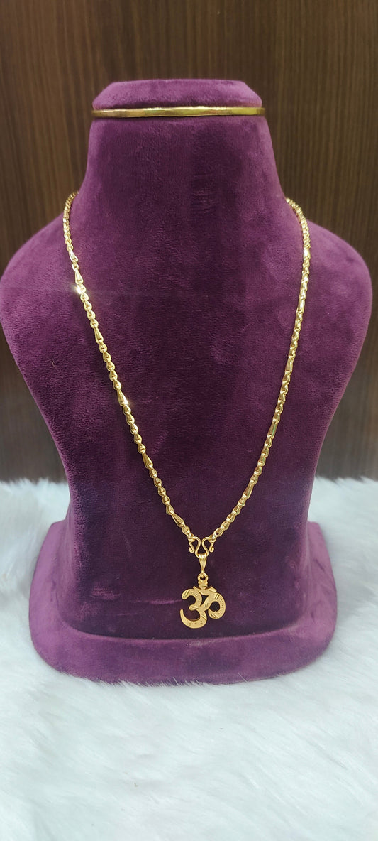 100% gold look om pendant with 20" length 5 plus 1 chain