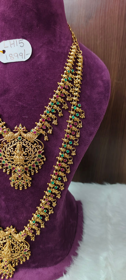 Premium gold look muvvala haram comboset