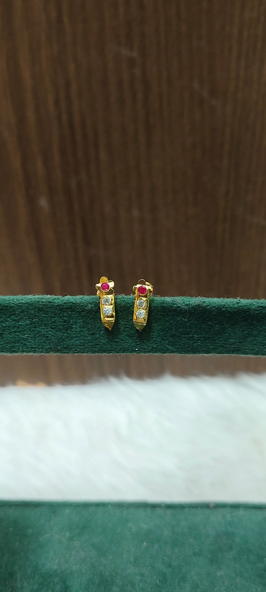 Pure panchaloham j type baby studs or nose ring