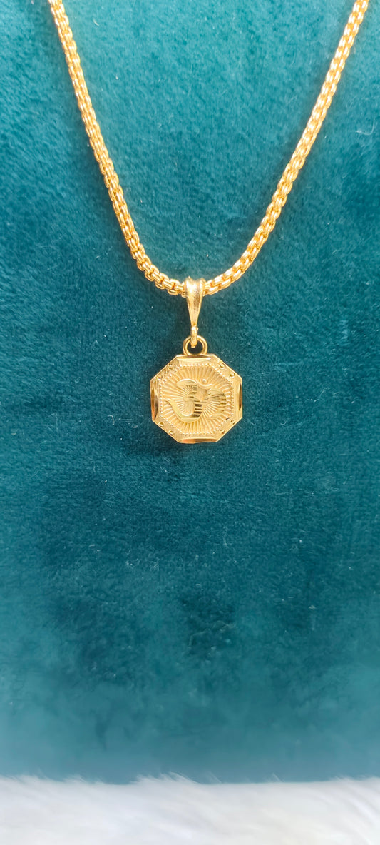 Premium micro gold plated daily wear 18" om pendant chain