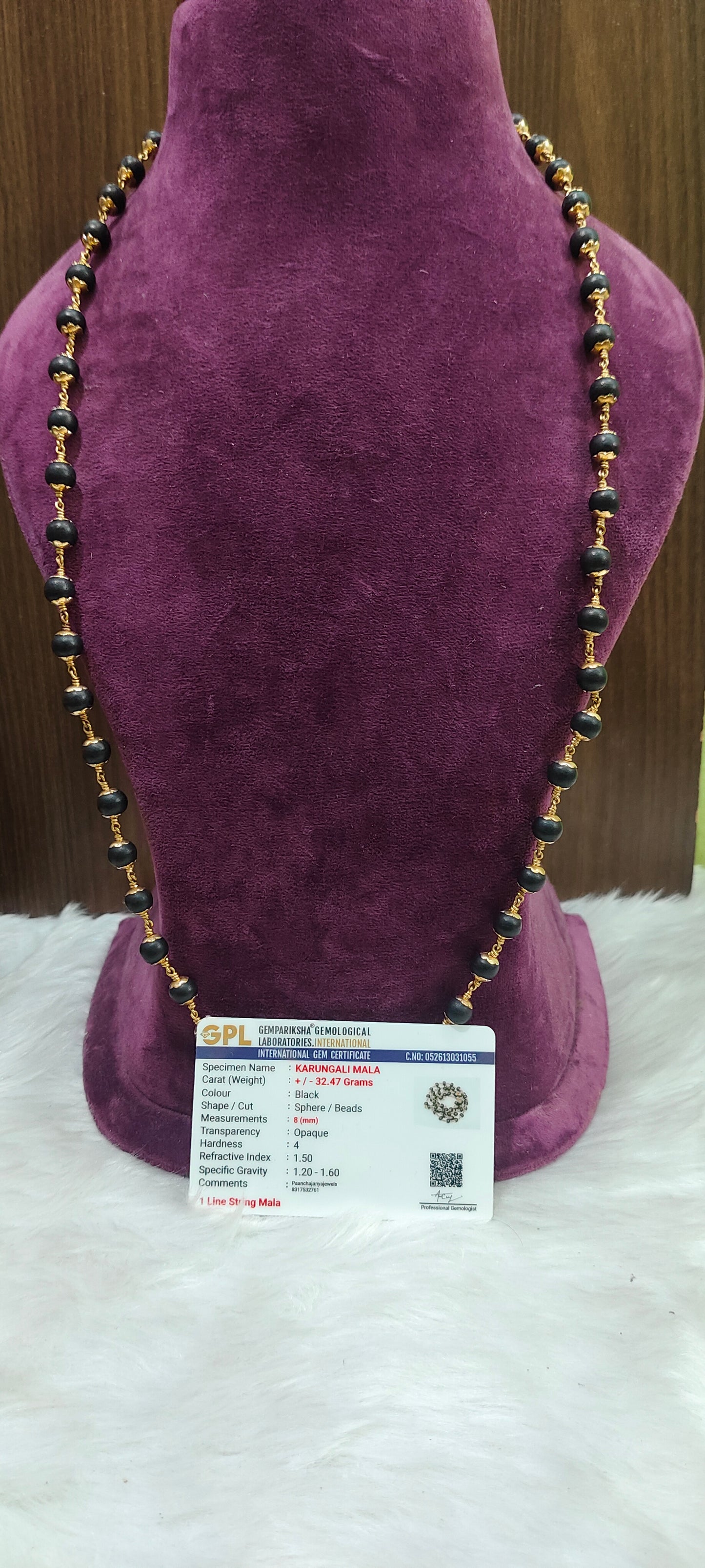 Original karungali mala with panchaloham caping and with certificate