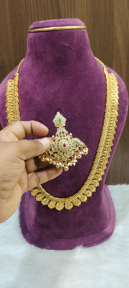 High premium nakshi 4 in 1 long haram set with detachable pendant